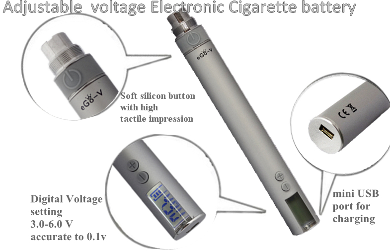Variable Voltage 650mAh E-Cigarette Battery with LCD