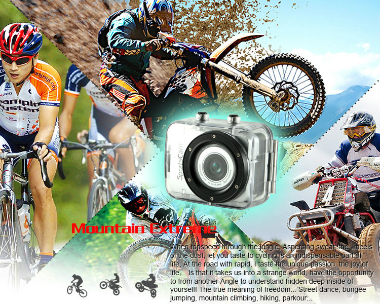 Action camera used in cycling and jungle environments