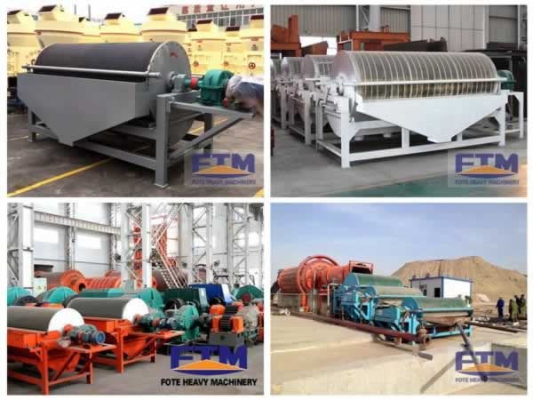 Industrial magnetic drum separator showing the rotating drum and heavy-duty frame