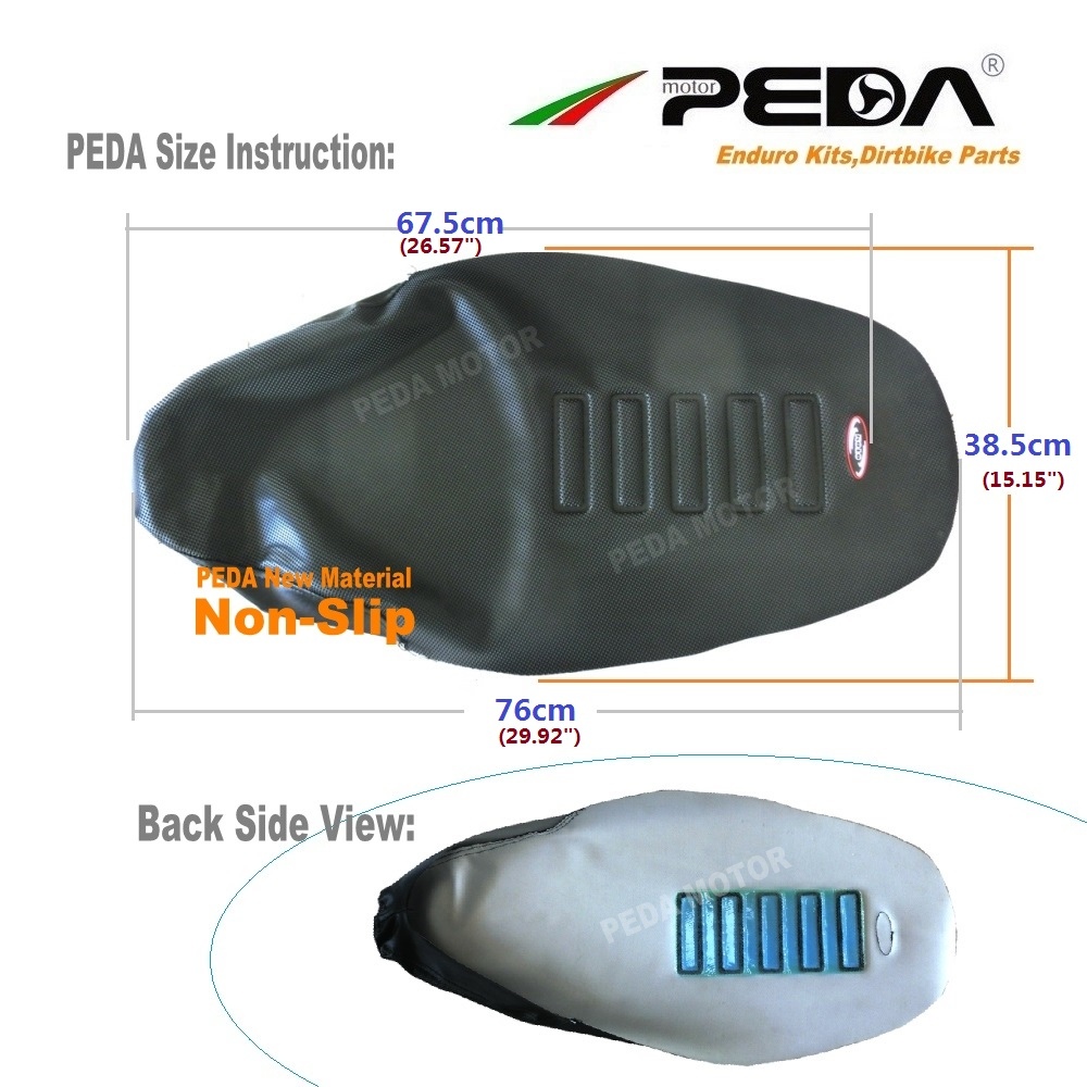 Technical diagram showing the dimensions of the seat cover including length and width.