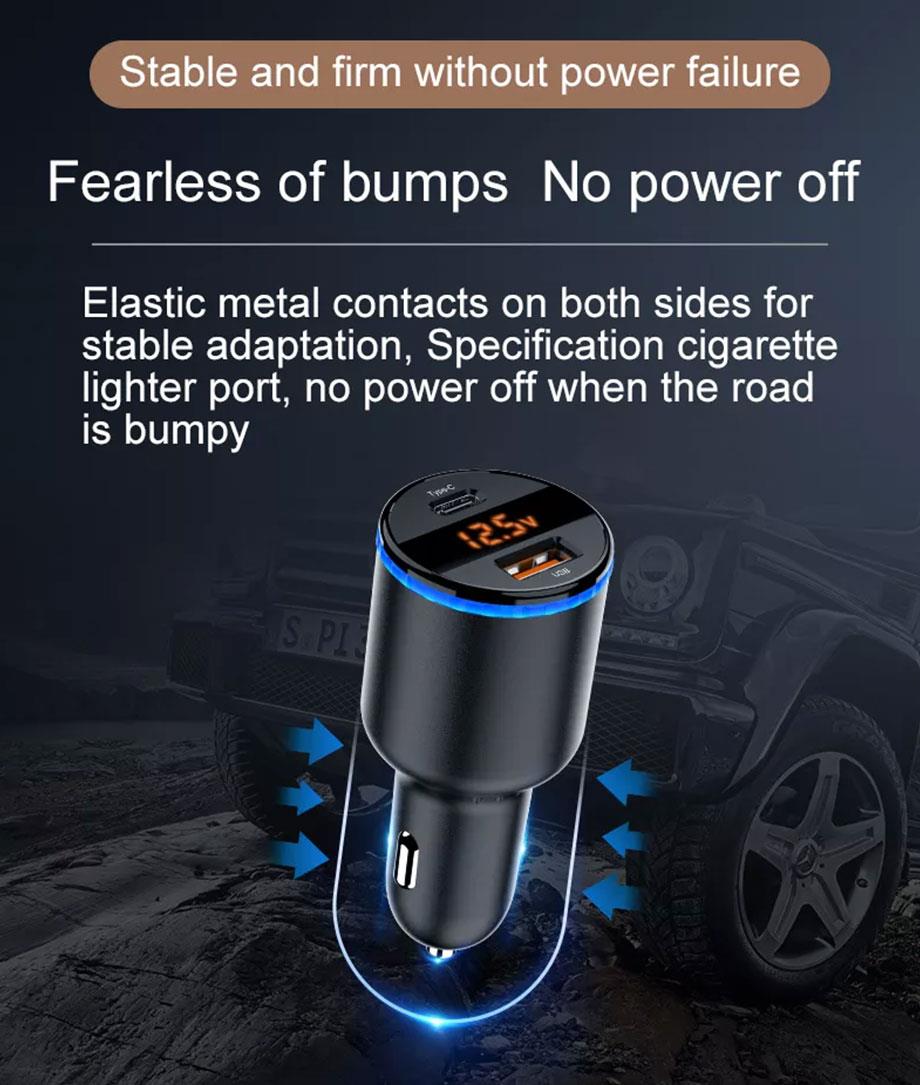 Close-up of car charger contacts