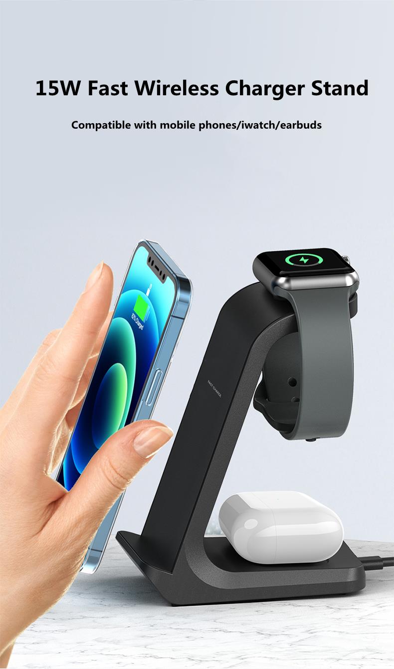 15W 3-in-1 fast charger stand