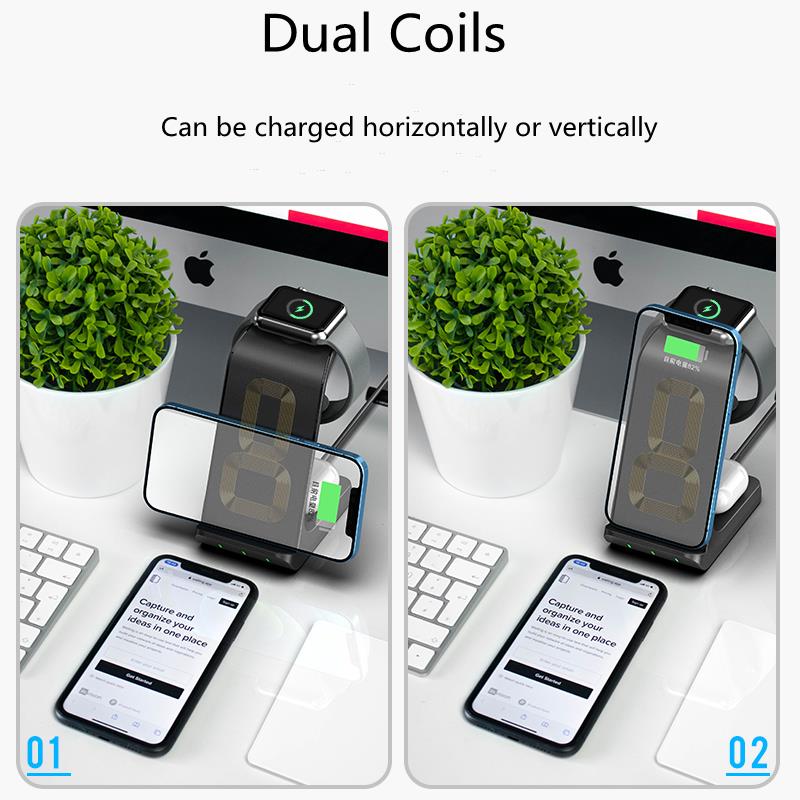 Dual coil wireless charging stand