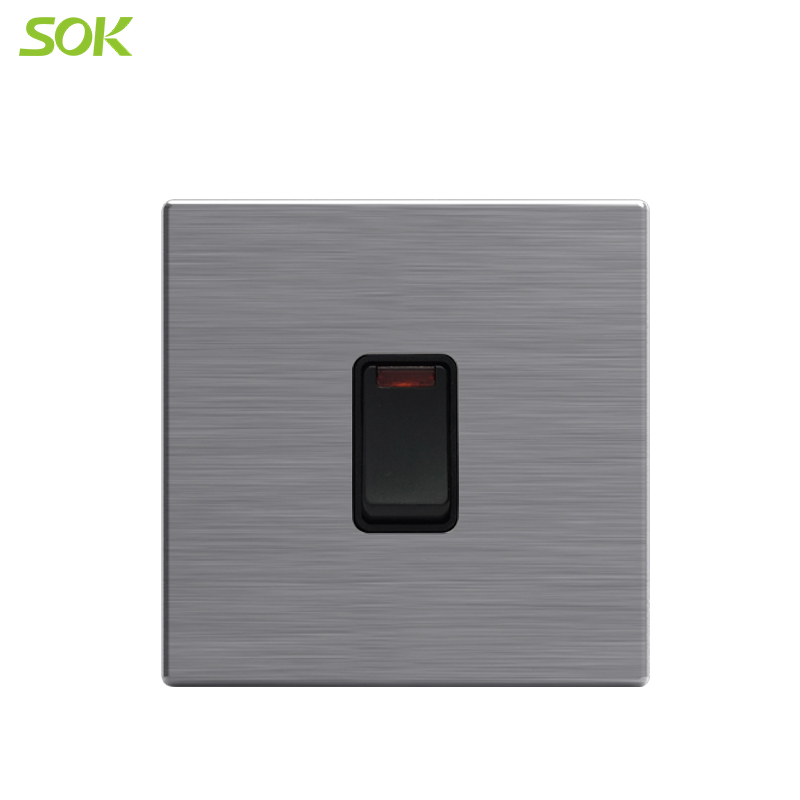 20AX Double Pole Switch with Neon – Stainless Steel - Image 2