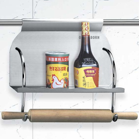 Hanging Kitchen Shelf with Rolling Pin Holder