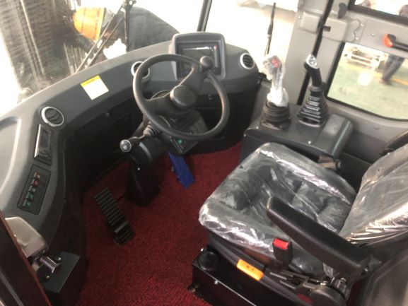 Interior view of the forklift operator cabin