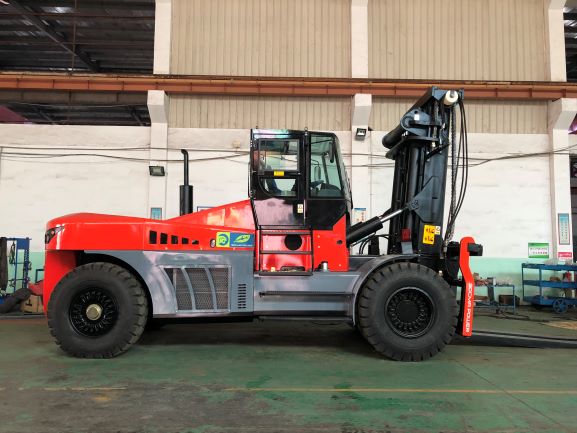 Forklift Rear View and Engine Housing