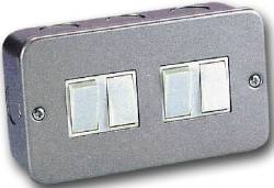 Dual-Gang Metal Surface Mount Switch Box with Toggle Switches