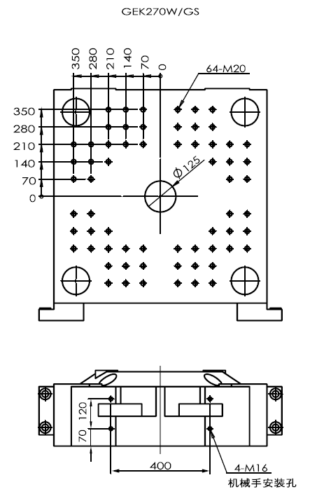 Technical platen drawing for high-speed injection molding machine
