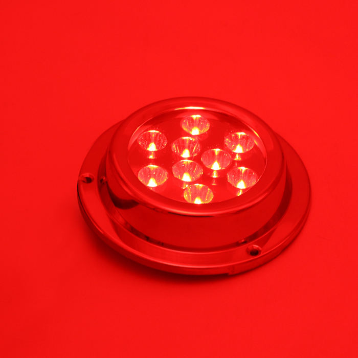 Close up of underwater LED light beam