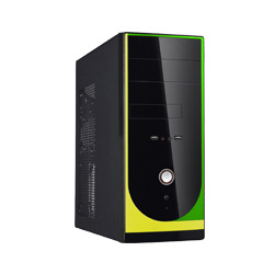 Desktop Computer Case with Green and Yellow Accents