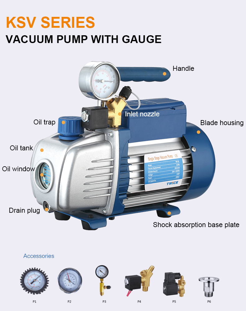 Diagram of single-stage vacuum pump components