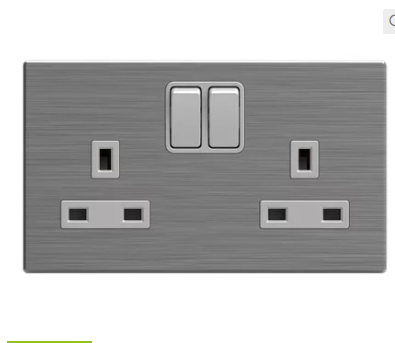 2-Gang Stainless Steel Switched BS Socket