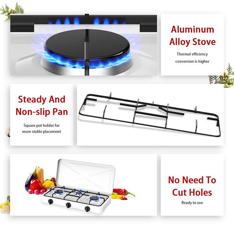 Three-Burner Portable Tabletop Gas Stove