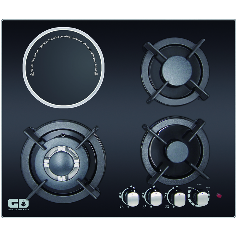 Four-Burner Built-In Hob with Gas and Electric Cooktops