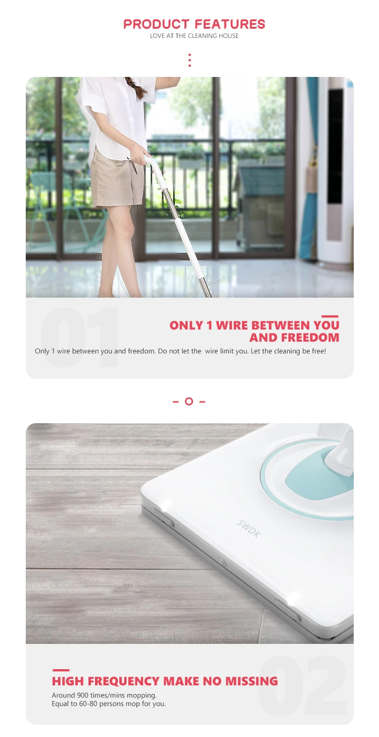 High frequency cordless electric mop in use