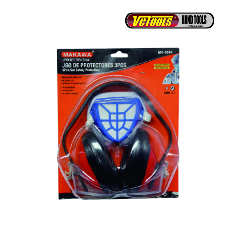 3-Piece Personal Safety Set with Ear Muffs and Face Mask