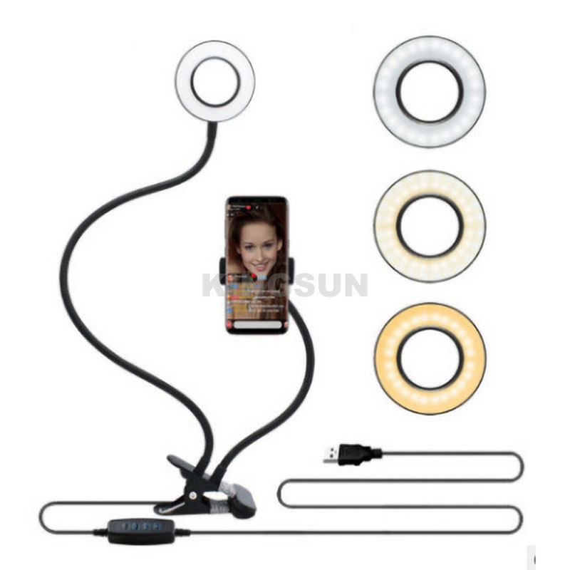 3.54" selfie phone ring light with phone holder stand for live stream - Image 2