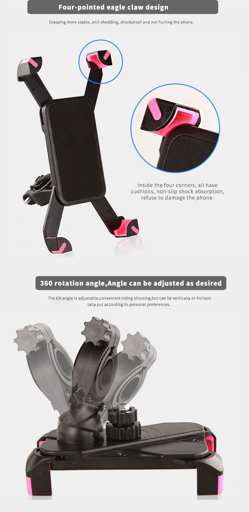 Detail of the four-pointed eagle claw design with shockproof cushions