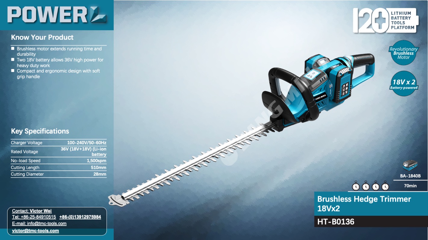 Cordless Hedge Trimmer with Brushless Motor
