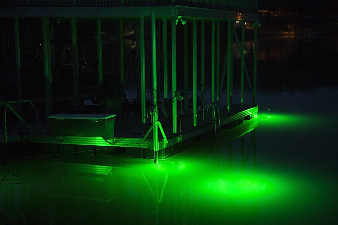 Blue LED light effect in water