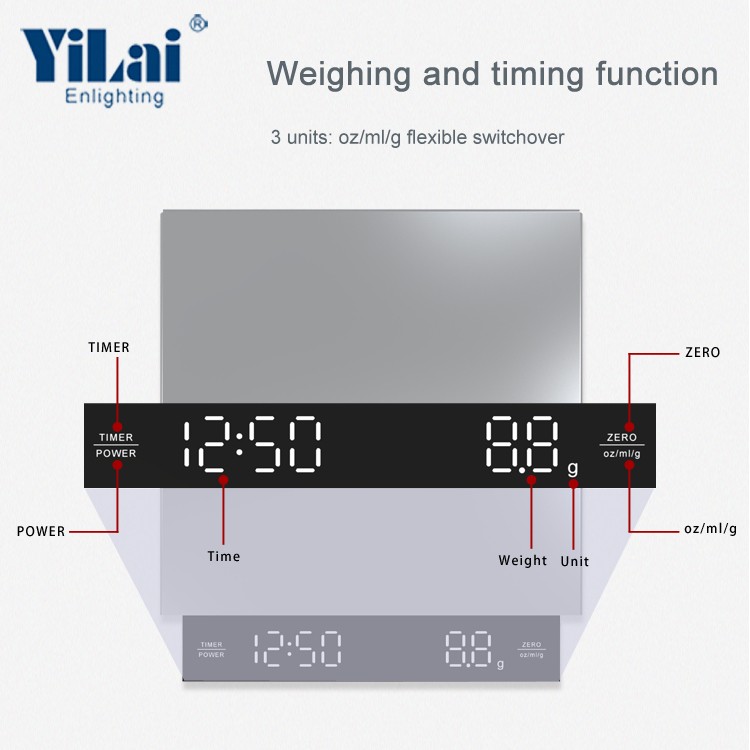 3kg capacity accuracy 0.1g digital kitchen scale stainless steel platform coffee scale - Image 2