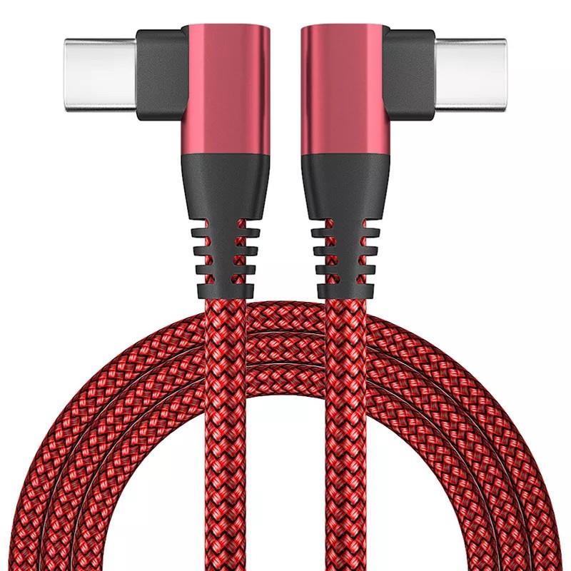 3m/10FT 90 Degree Right Angle Fast Charging 60w Type c Cable Bicolored Nylon Woven Cloth - Image 3