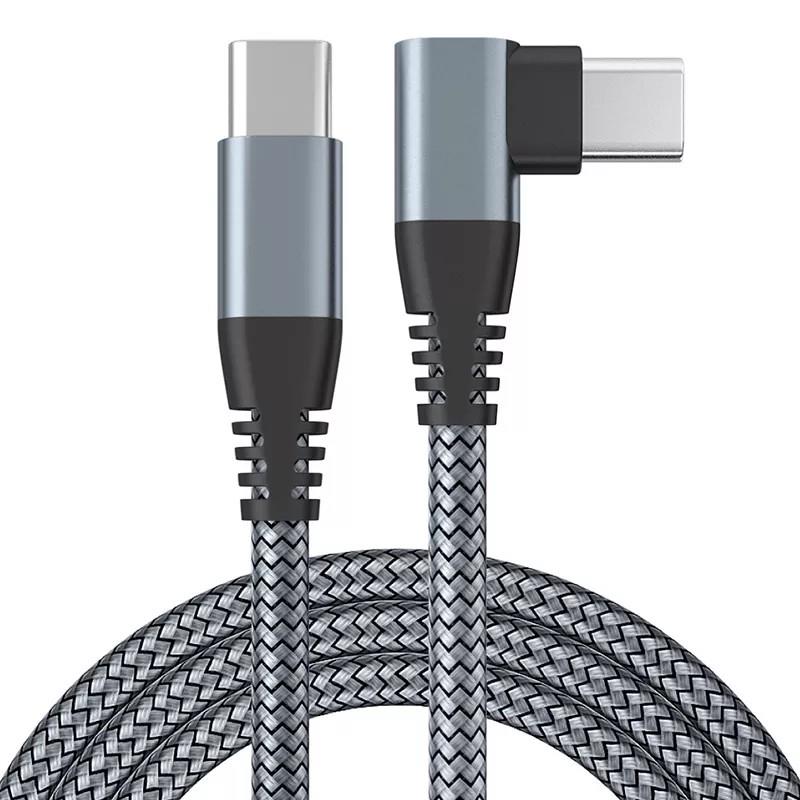 3m/10FT 90 Degree Right Angle Fast Charging 60w Type c Cable Bicolored Nylon Woven Cloth - Image 2