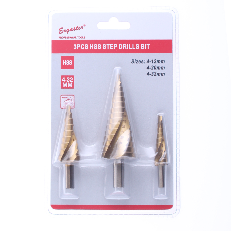 3PCS Spiral Flute HSS Titanium Coated Step Drill Bit CBM Ground in Double Blister Card for Metal Drilling Tools - Image 2
