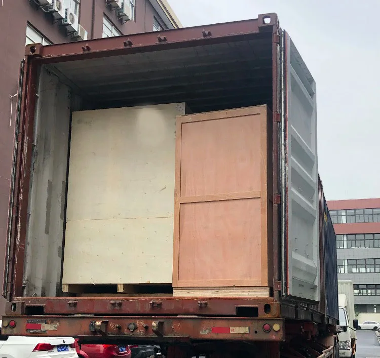 Automatic 3-ply mask making machine packed in wooden crates for export