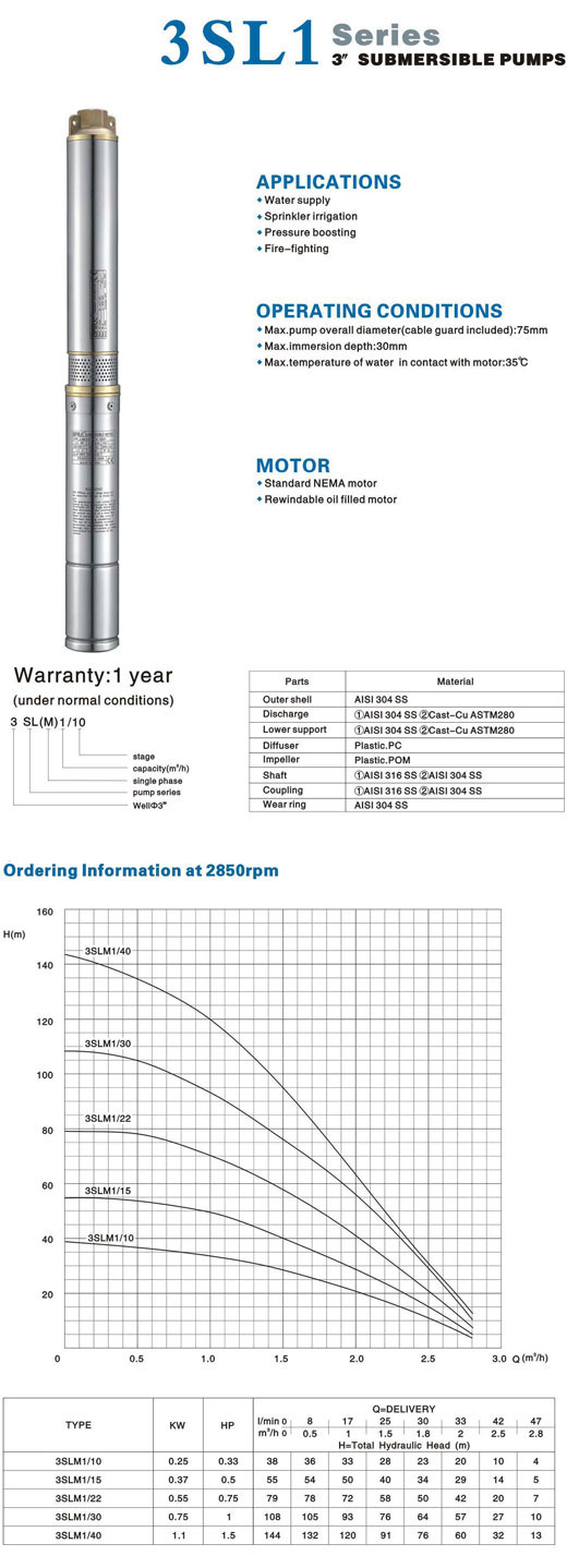 Submersible Water Pump for Irrigation and Water Supply
