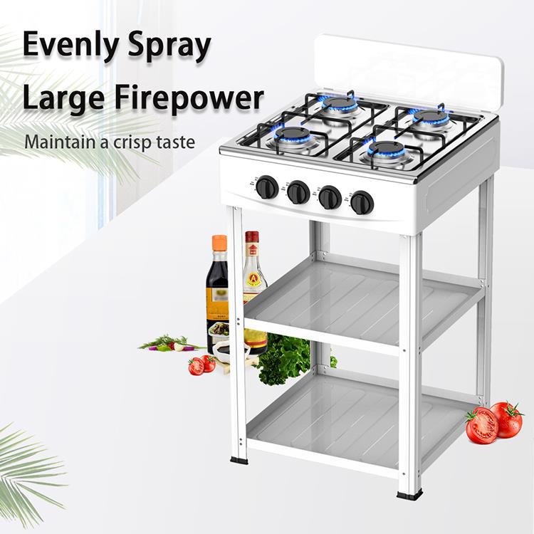 Four-Burner Freestanding Gas Cooktop with Storage