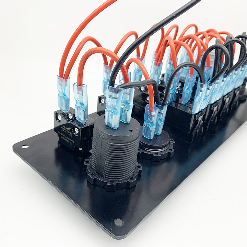 Rear view showing wiring and 12 AWG cables