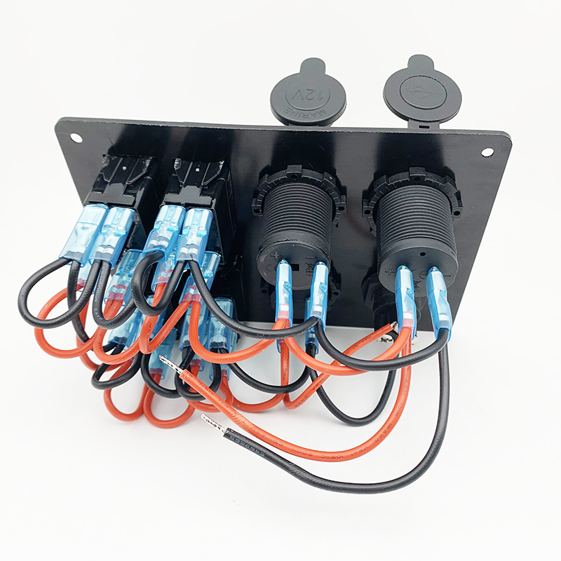 4-Gang Waterproof Rocker Switch Panel with Blue LED