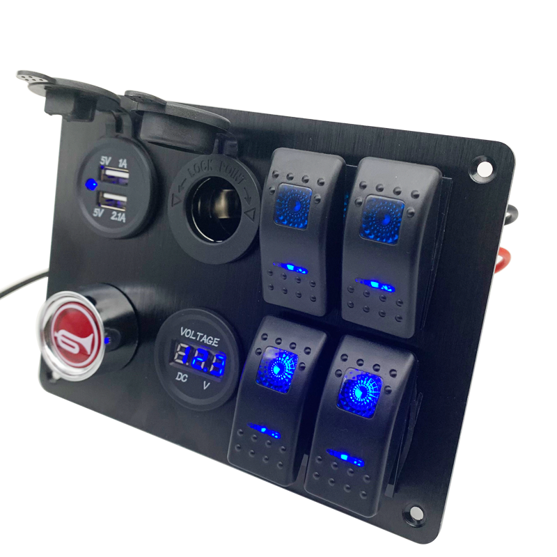 4-Gang Rocker Switch Panel Front View
