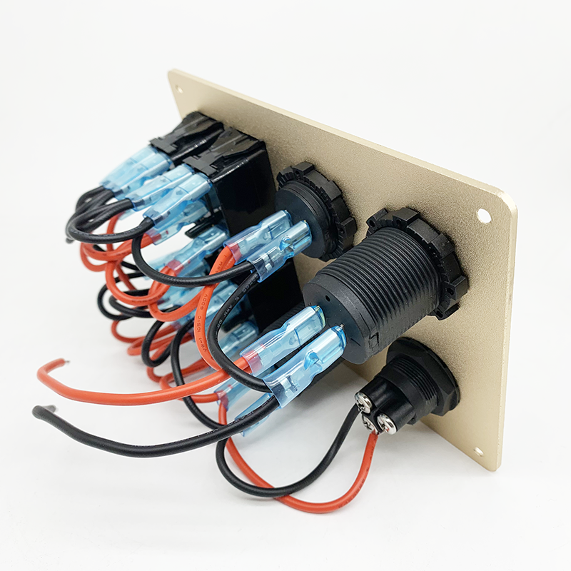 4 Gang ON-OFF Waterproof Rocker Switch Panel With Blue LED 5v2.1a/5v1a Car Charger Socket - Image 2