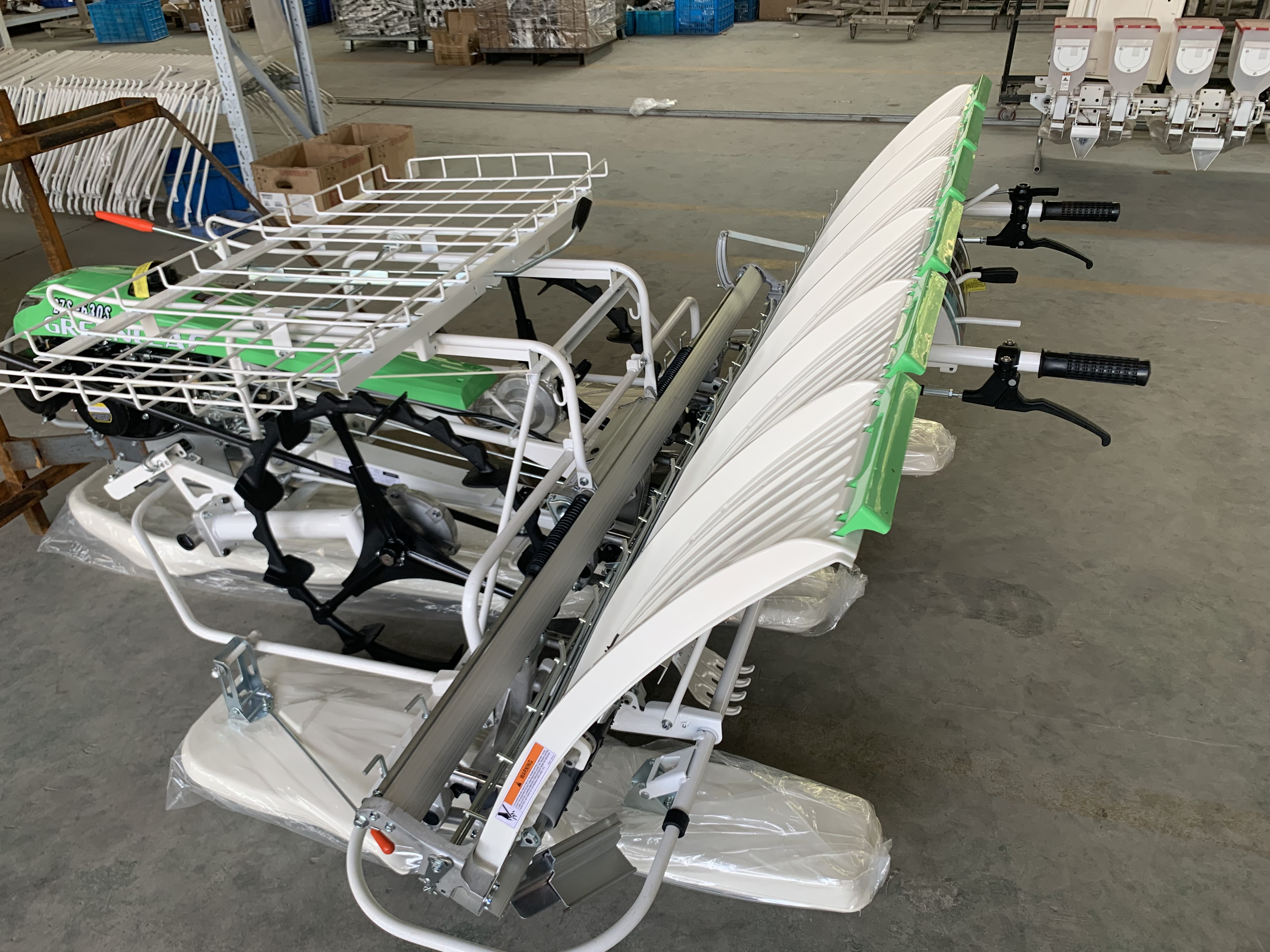 Close up of the rice transplanter mechanism