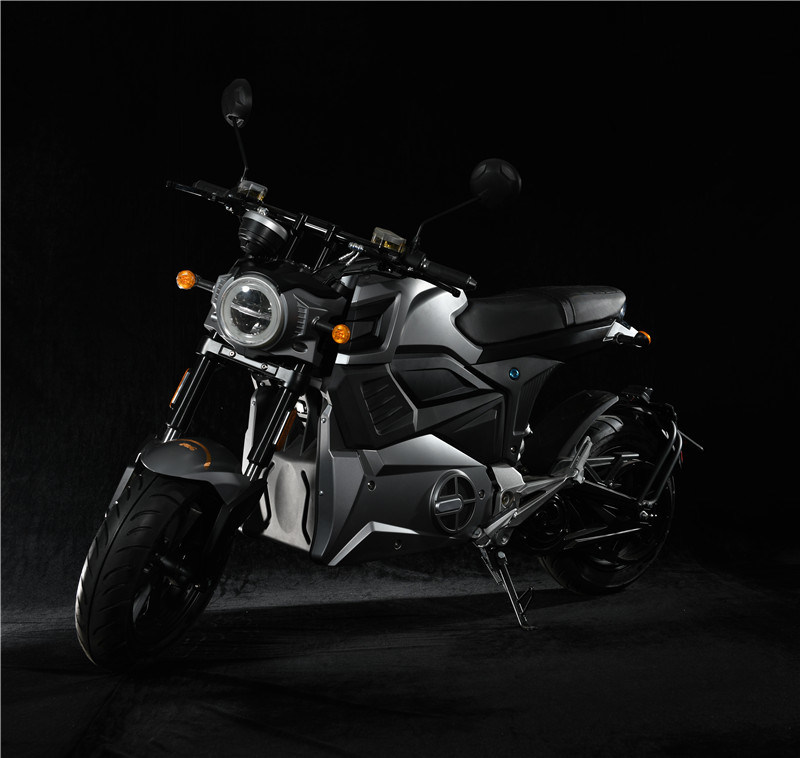 Close up of the electric motorcycle drive system