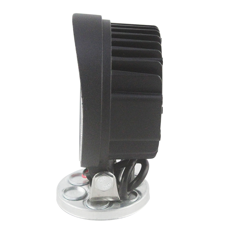 Side profile of the 42W LED work light showing 65mm thickness and heat sink