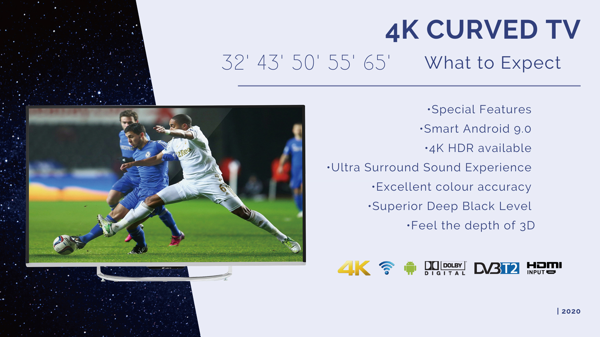 43inch Curve FHD SMART DVB-T2 DVB-S2 ISDB-T ATSC LED TV - Image 2