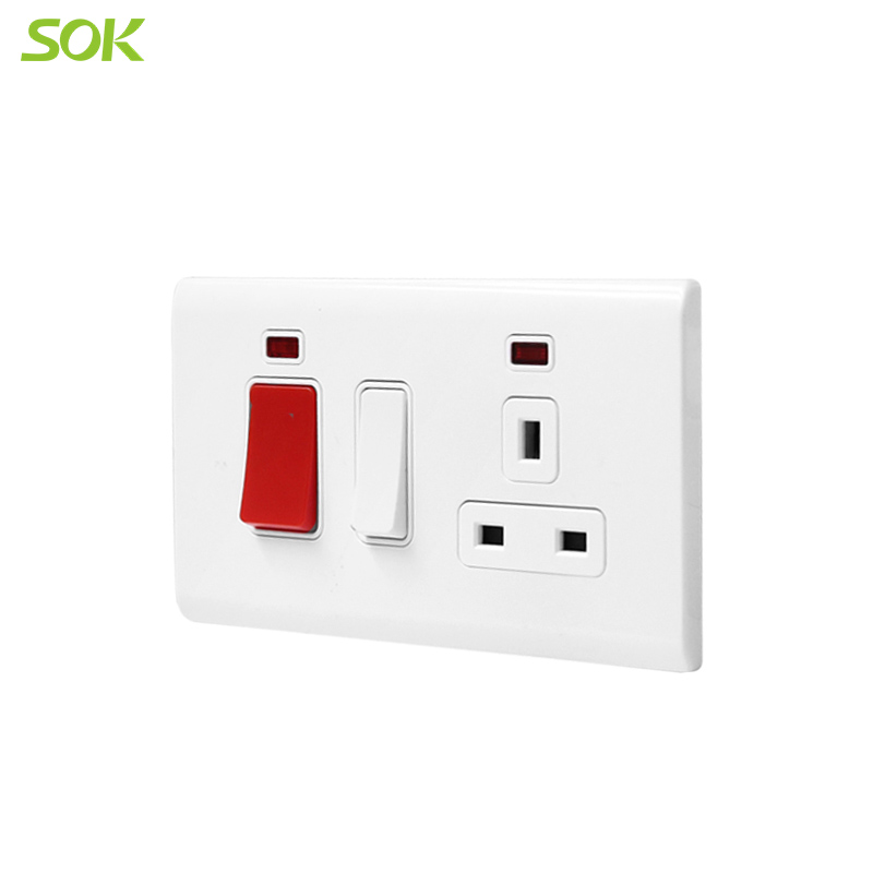 45A Cooker Unit Outlet with Neon Indicator