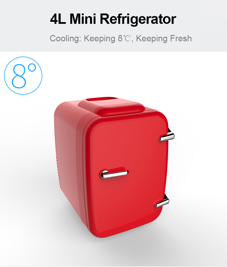 Mini refrigerator maintaining 8 degrees Celsius for freshness