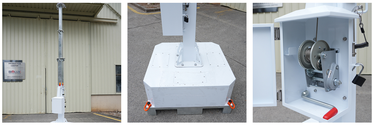 Manual winch and mast detail