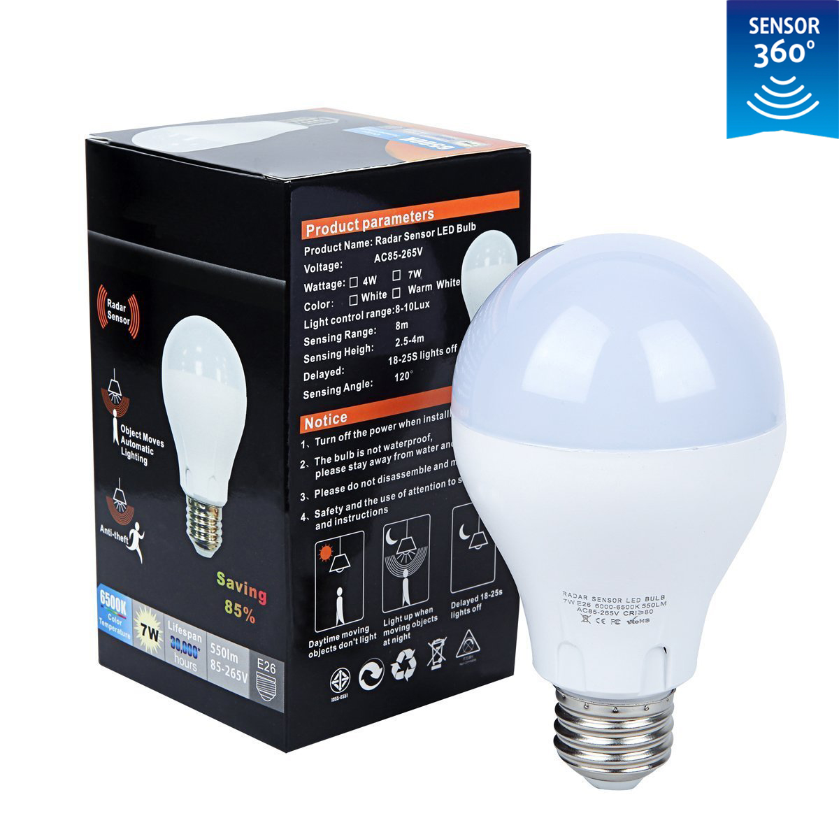 4W 7W 9W E27 Automatic On/Off Microwave Motion Sensor LED Light Bulb for Indoor Corridor Hallway Garage Staircase - Image 2