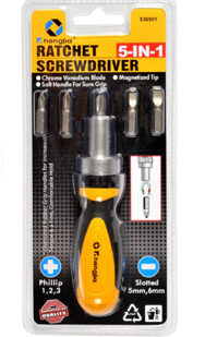 5-in-1 Ratchet Screwdriver with Multiple Bits