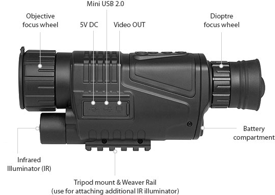 5 Mega Pixels 5x40 Monocular Digital Night Vision - Image 2