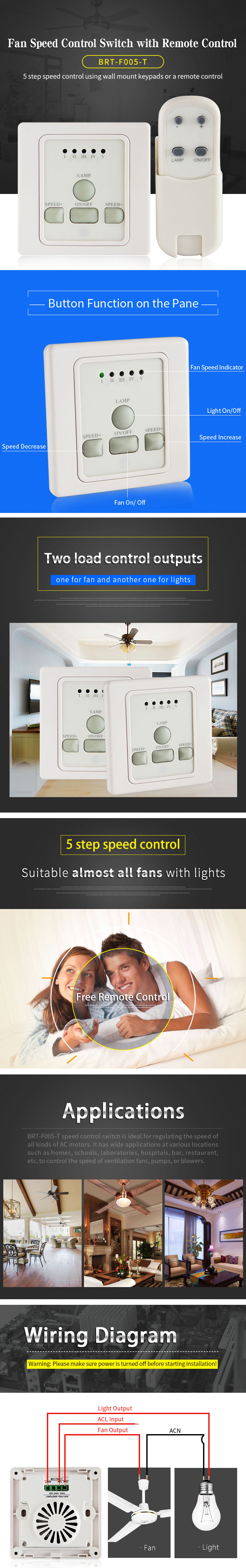 BRT-F005-T Fan Speed Control Switch and Remote Interface