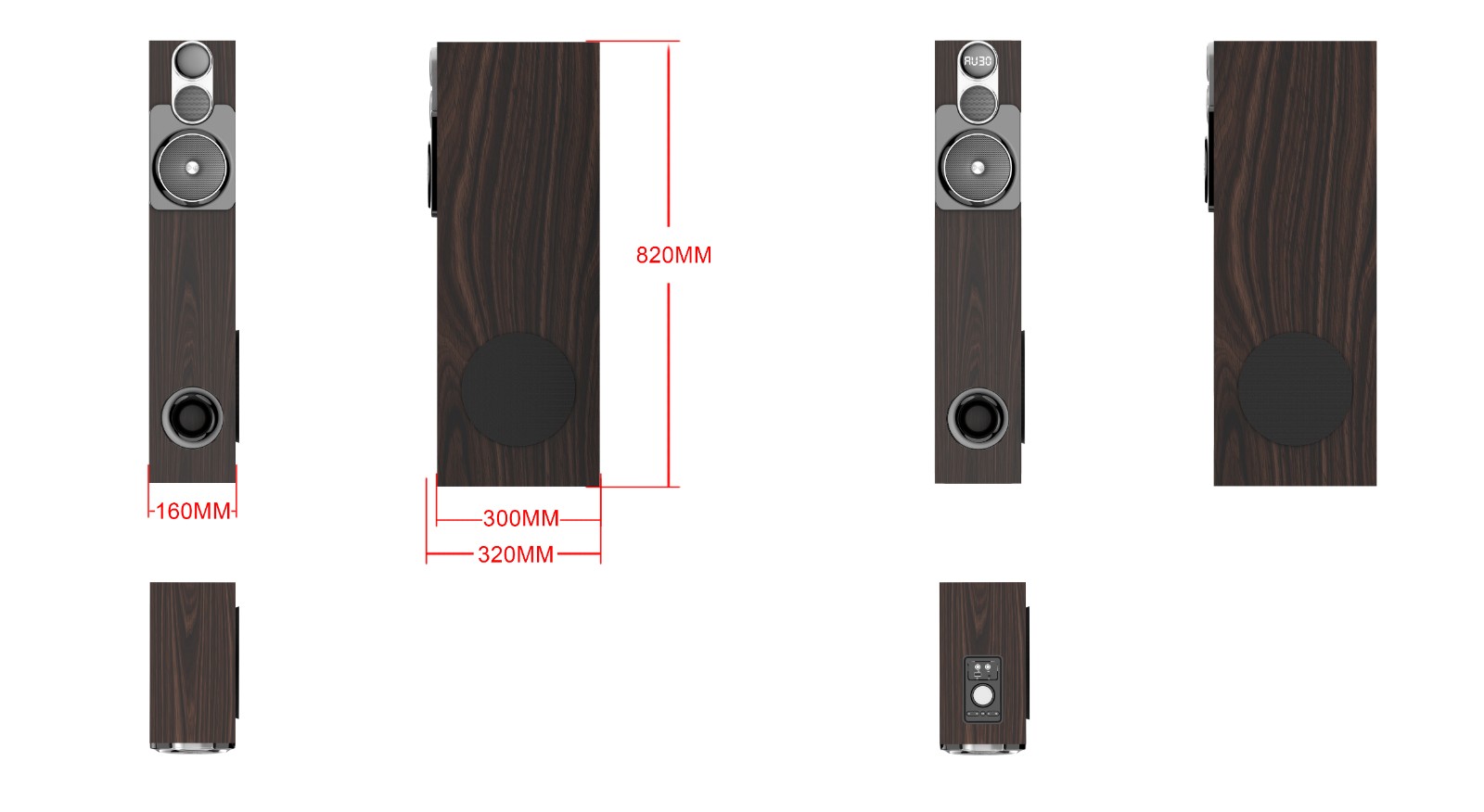 50W Bluetooth Karaoke Tower Speaker with LED Display and Mic Jack