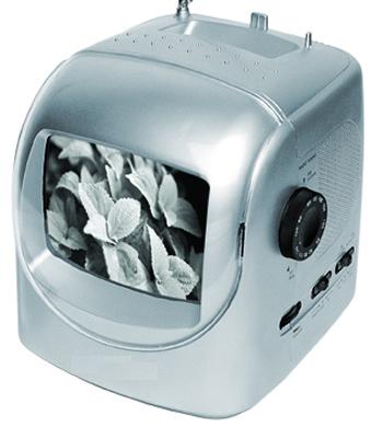 5.5-Inch Black and White Portable Television with AM/FM Radio