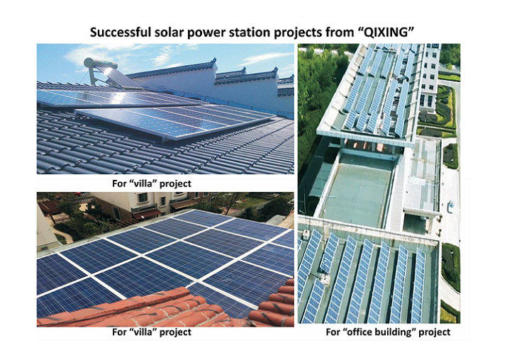 Solar installations on villas and office buildings